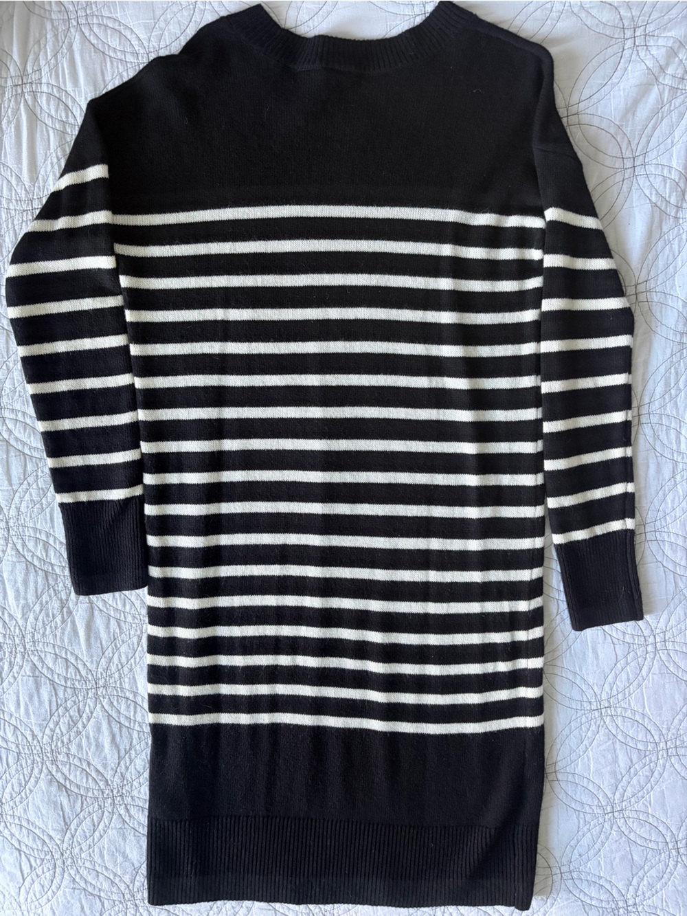 GAP Striped Black and White Crewneck Sweater Dress
